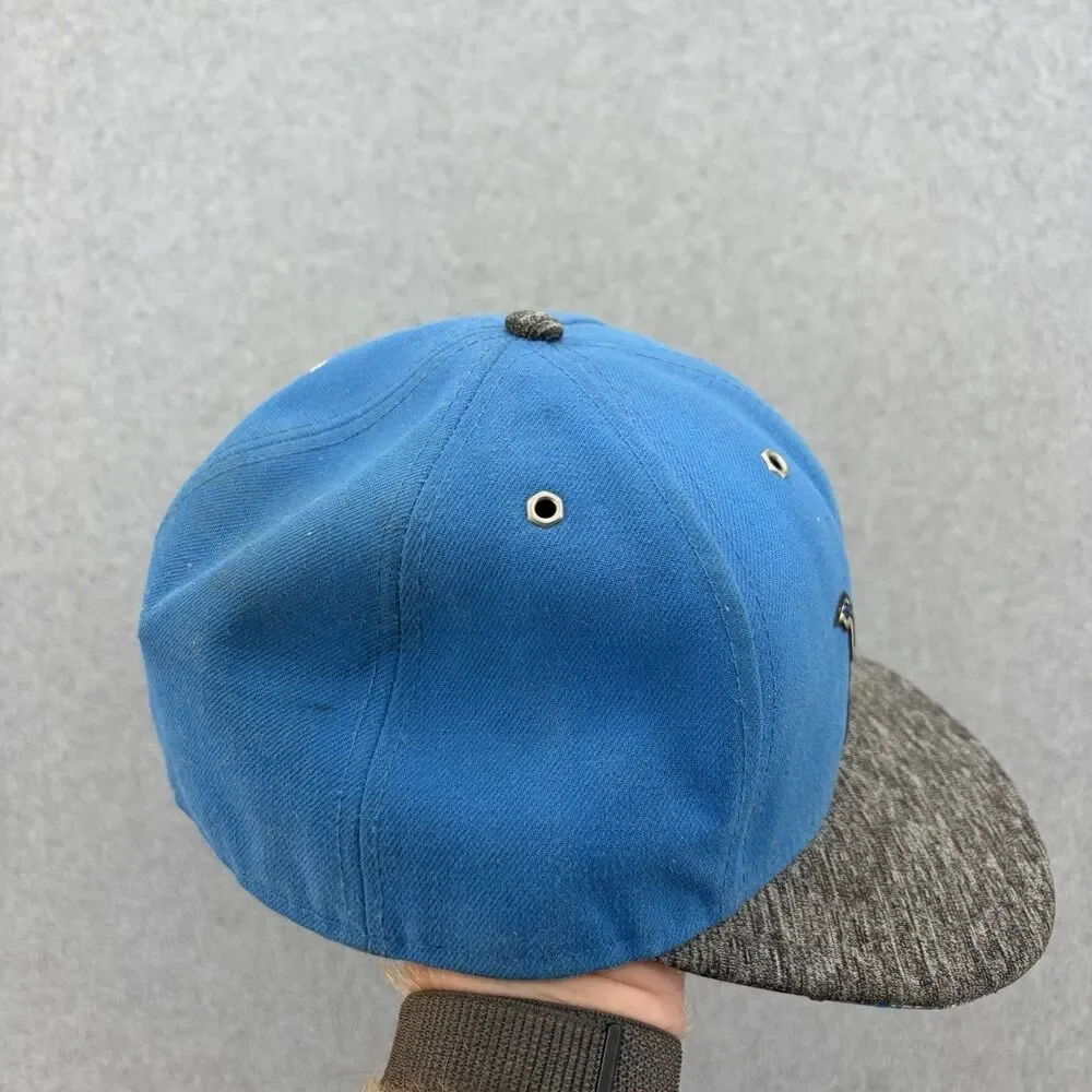 Detroit Lions New Era 59FIFTY Fitted Hat 7 1/2 Blue Gray NFL Metal Logo Cap